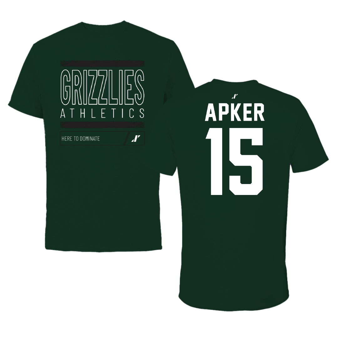 Adams State University Baseball Forest Green Dominate Tee - #15 Cory Apker