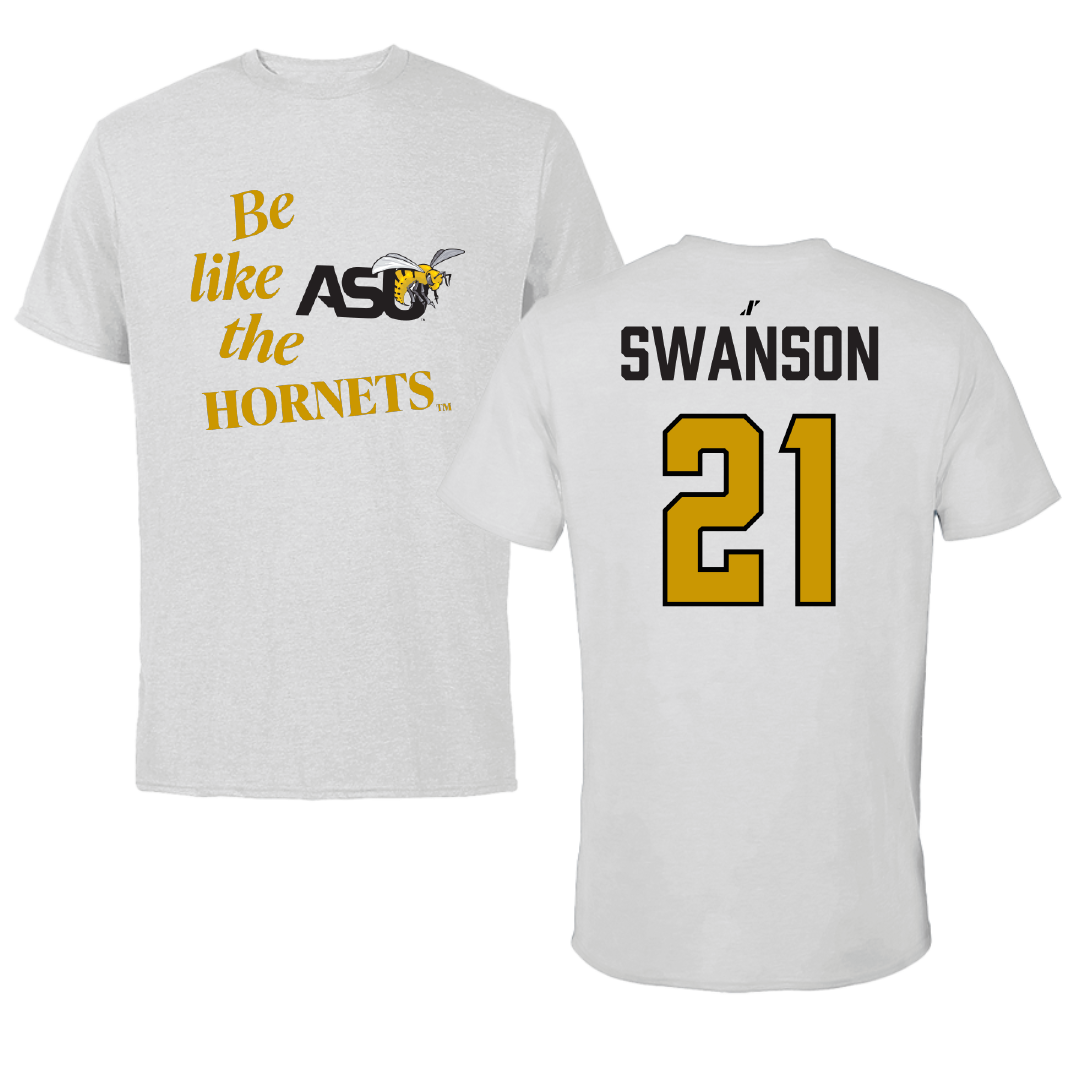 Alabama State University Volleyball (W) Light Gray Be Like Us Performance Tee - #21 Breanna Swanson