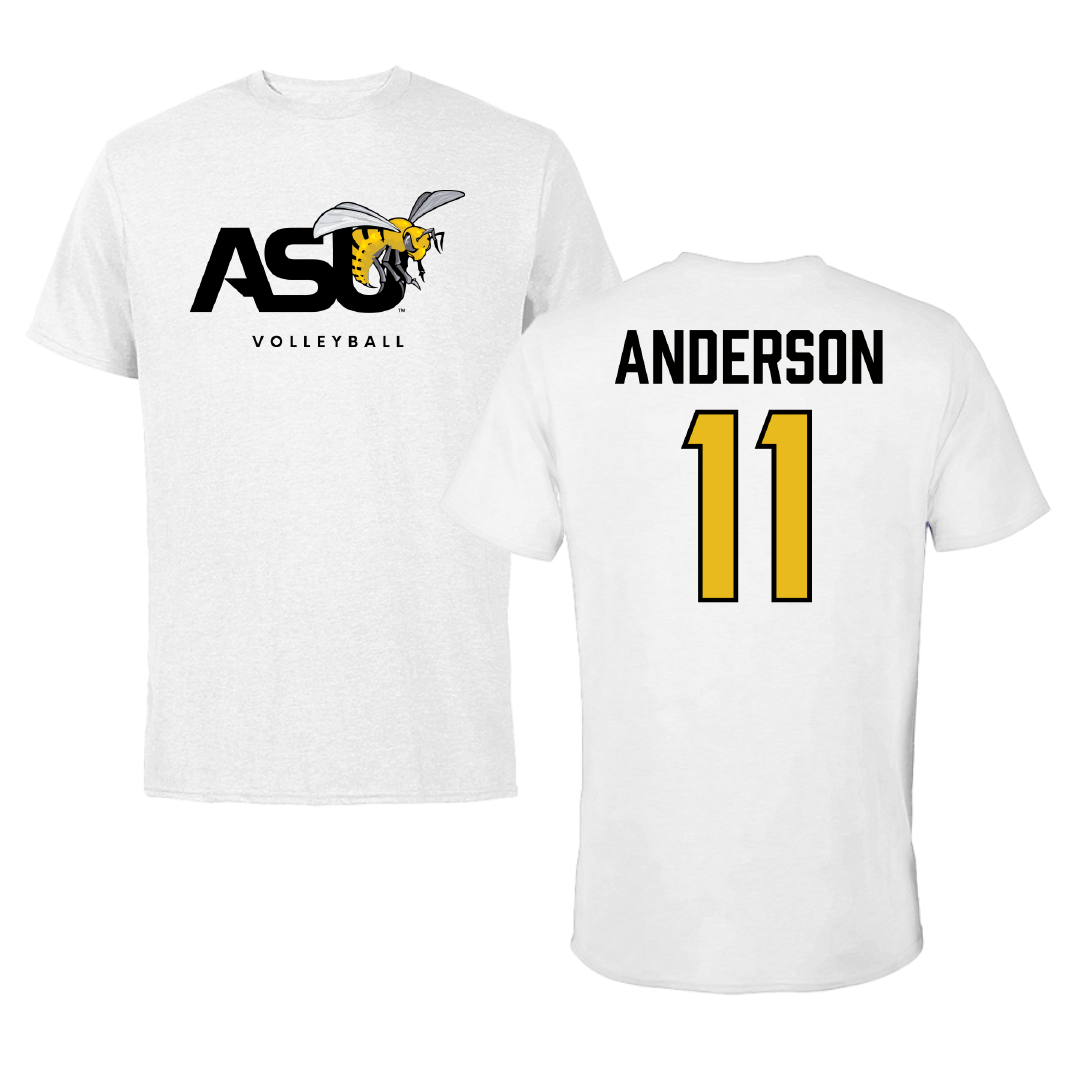 Alabama State University Volleyball (W) White ASU Performance Tee - #11 Zoey Anderson