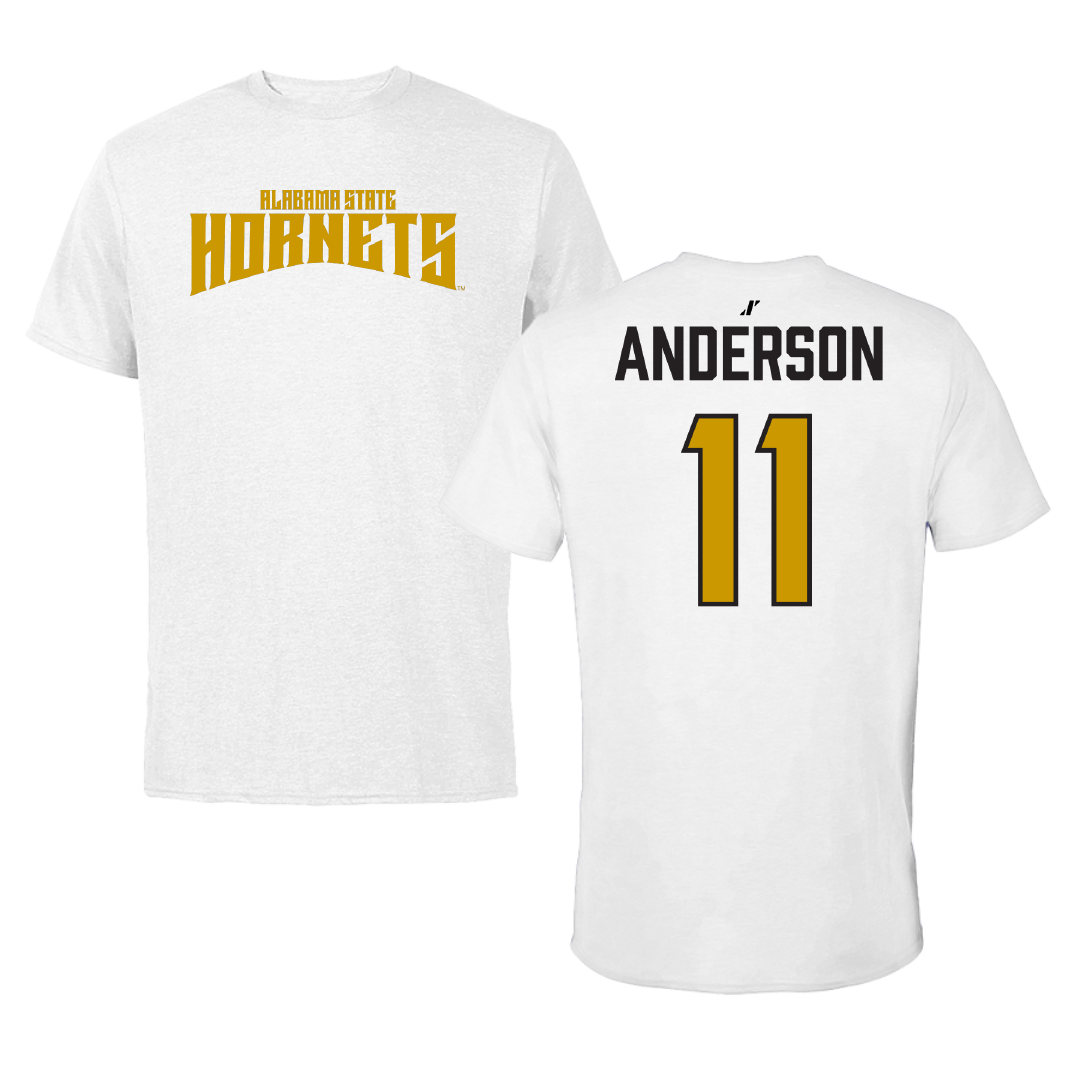 Alabama State University Volleyball (W) White Classic Tee - #11 Zoey Anderson