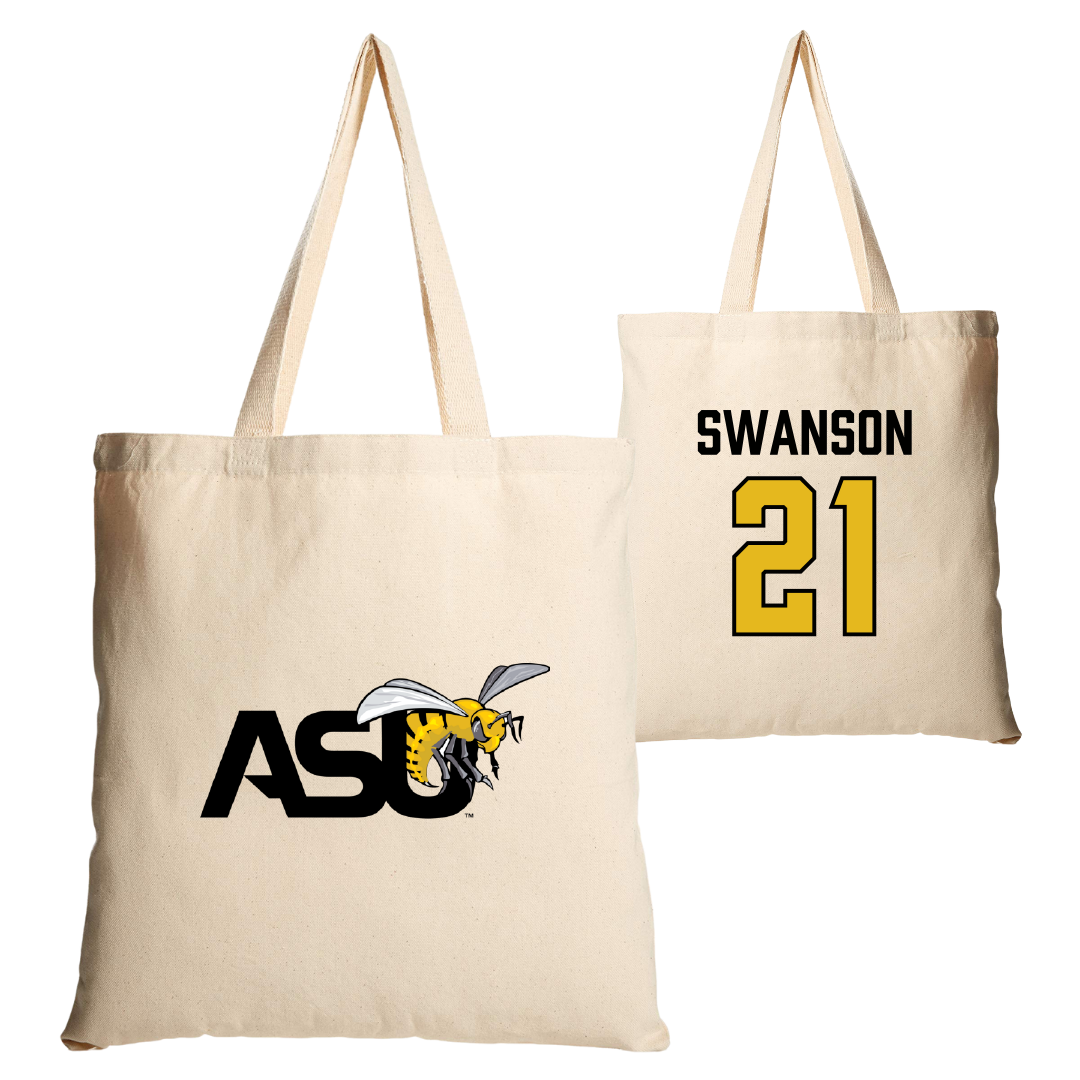 Alabama State University Volleyball (W) Tan Canvas Tote Bag - #21 Breanna Swanson