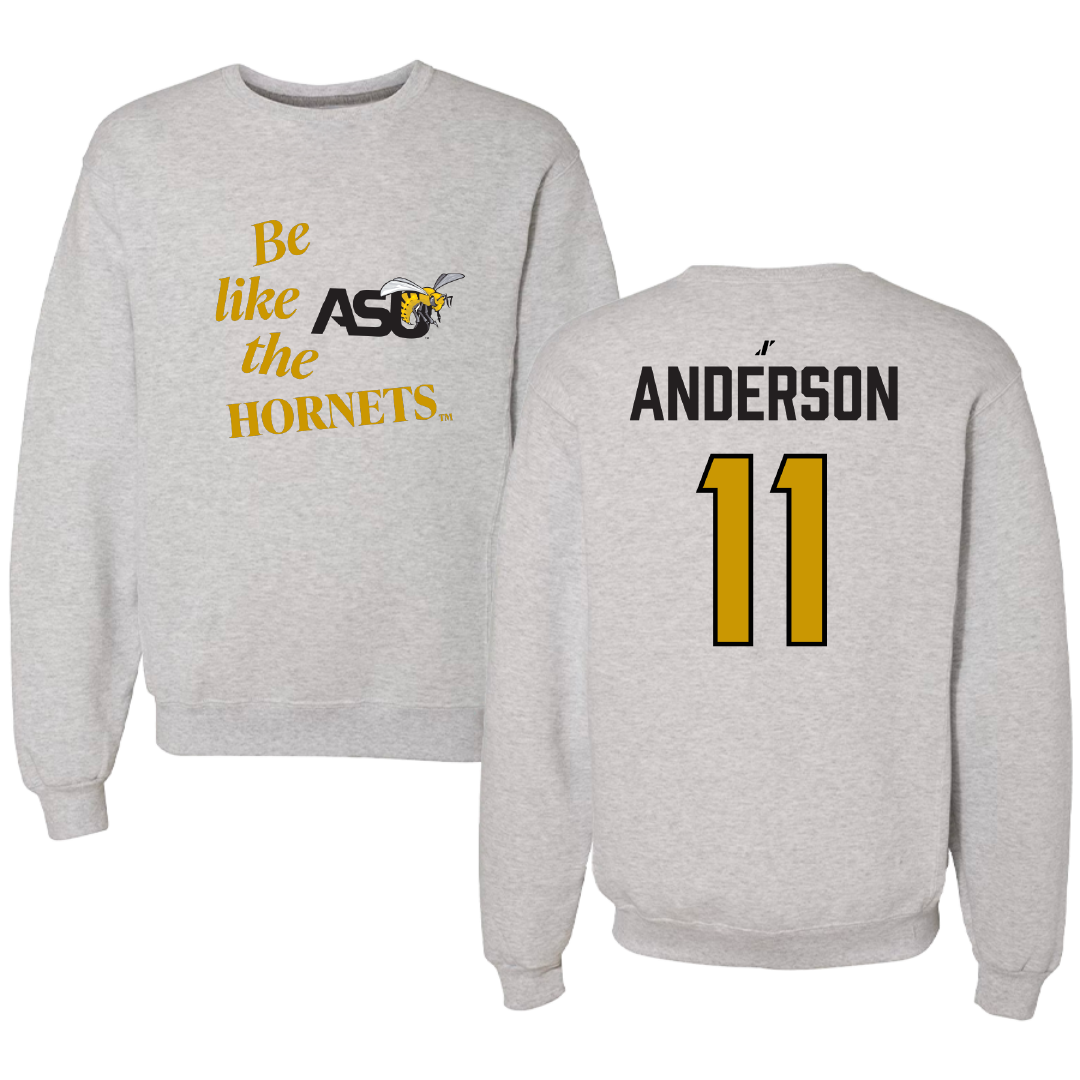 Alabama State University Volleyball (W) Light Gray Be Like Us Crewneck - #11 Zoey Anderson