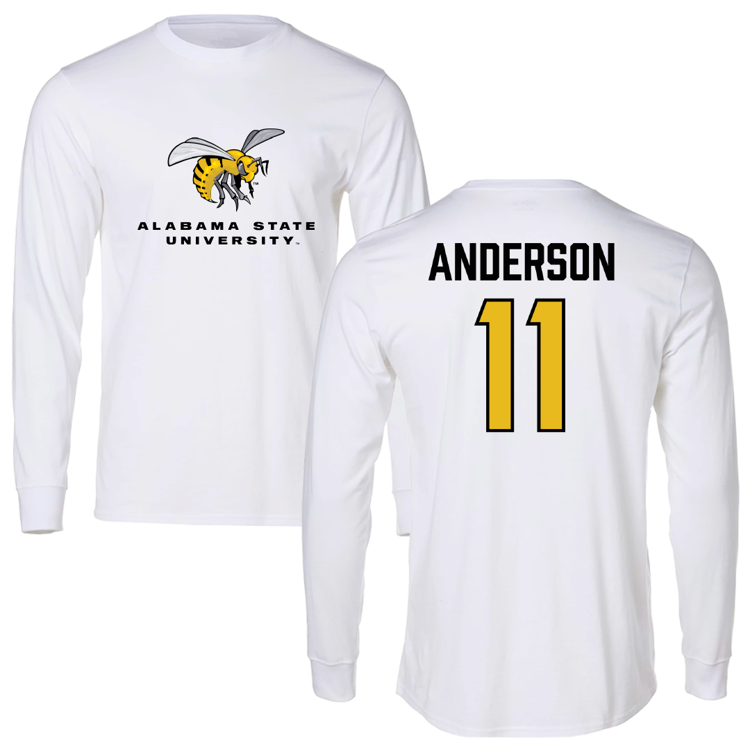 Alabama State University Volleyball (W) White Block Long Sleeve - #11 Zoey Anderson