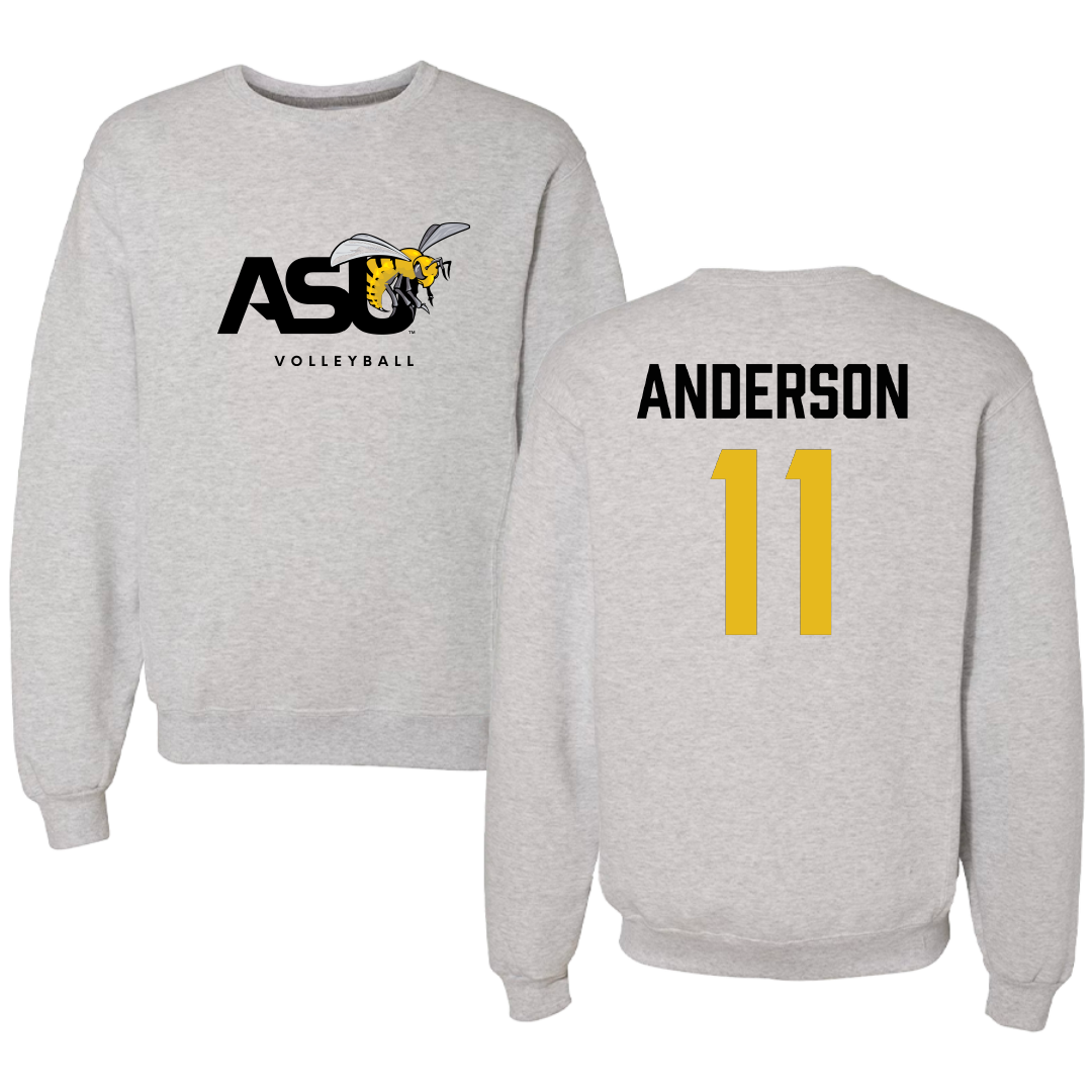 Alabama State University Volleyball (W) Light Gray Crewneck - #11 Zoey Anderson