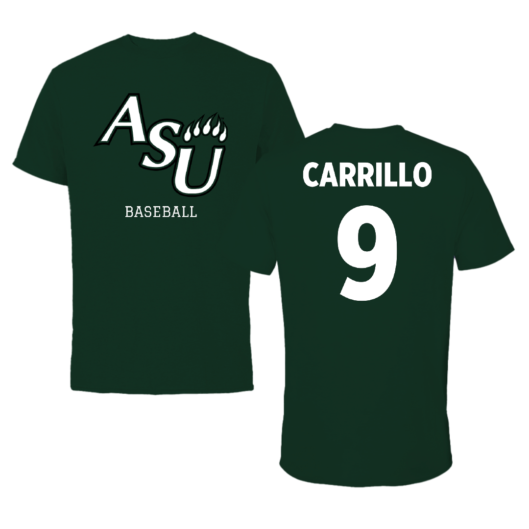Adams State University Baseball Forest Green Performance Tee - #9 Macs Carrillo