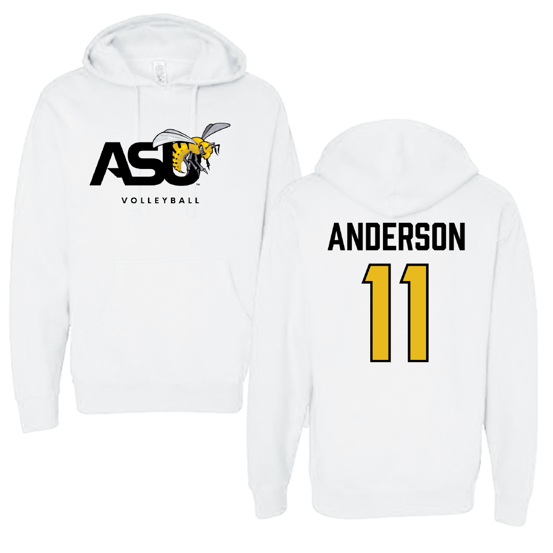 Alabama State University Volleyball (W) White ASU Hoodie - #11 Zoey Anderson