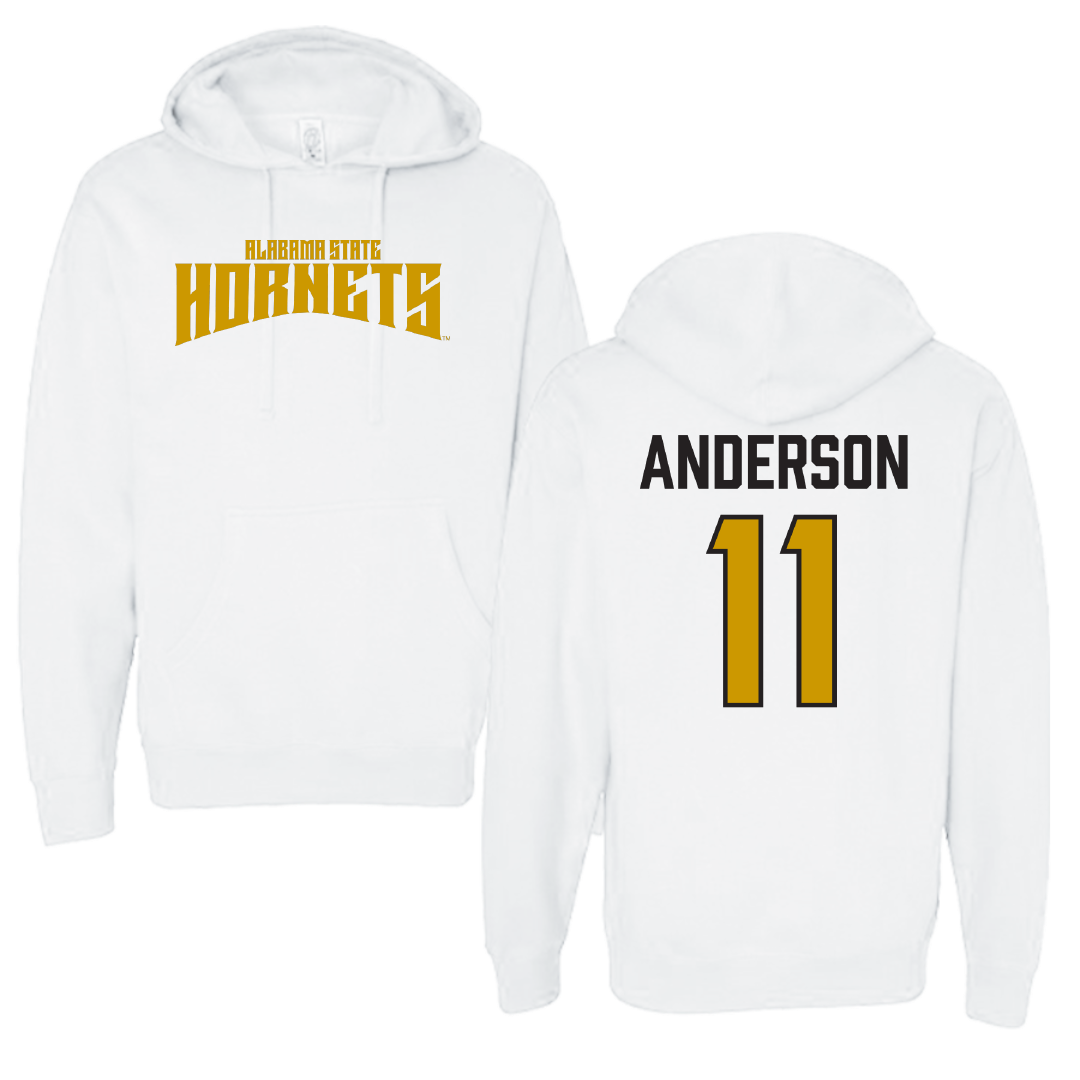 Alabama State University Volleyball (W) White Classic Hoodie - #11 Zoey Anderson