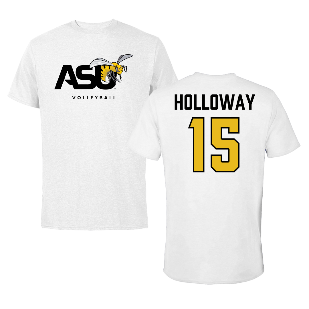 Alabama State University Volleyball (W) White ASU Performance Tee - #15 Camille Holloway