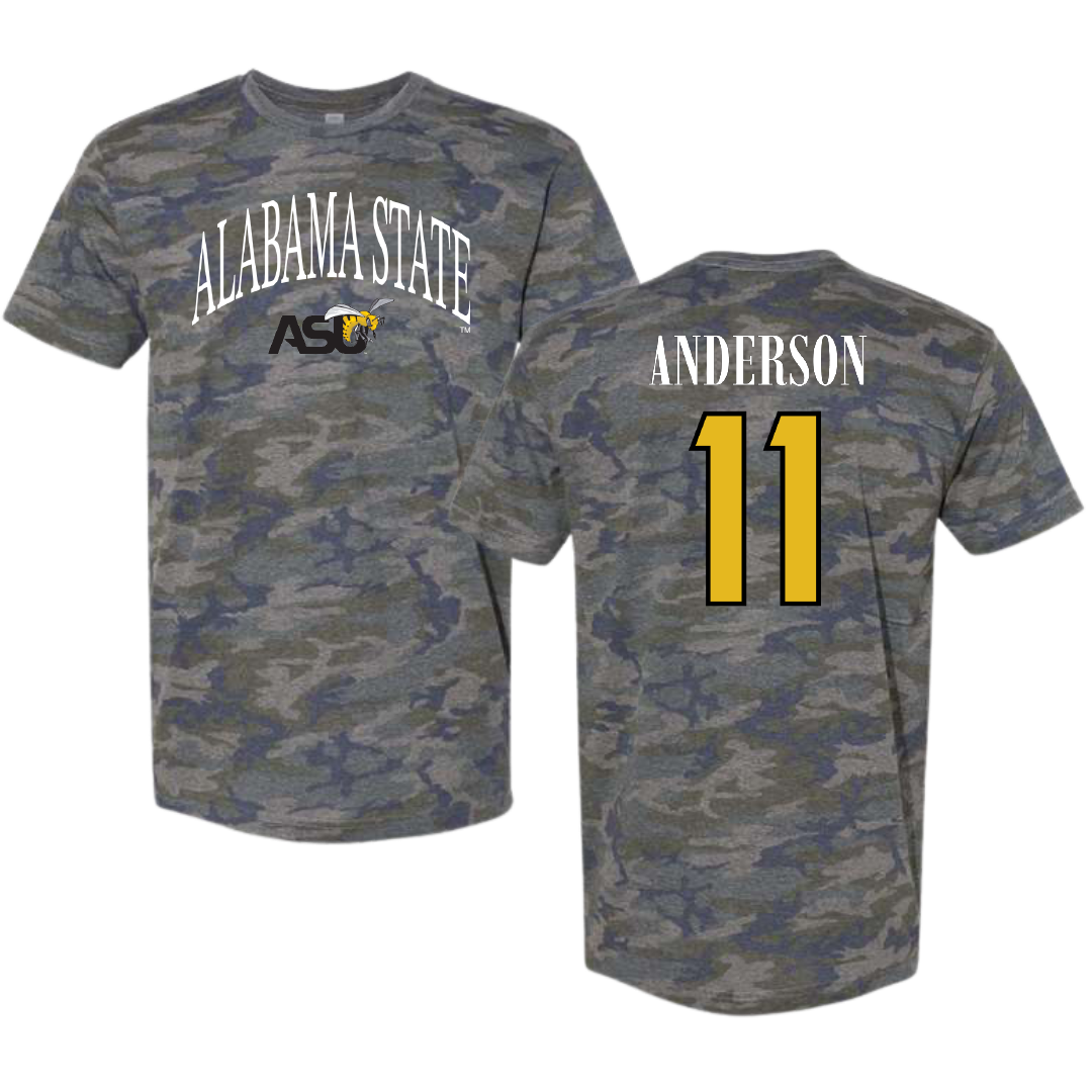Alabama State University Volleyball (W) Vintage Camo Tee - #11 Zoey Anderson