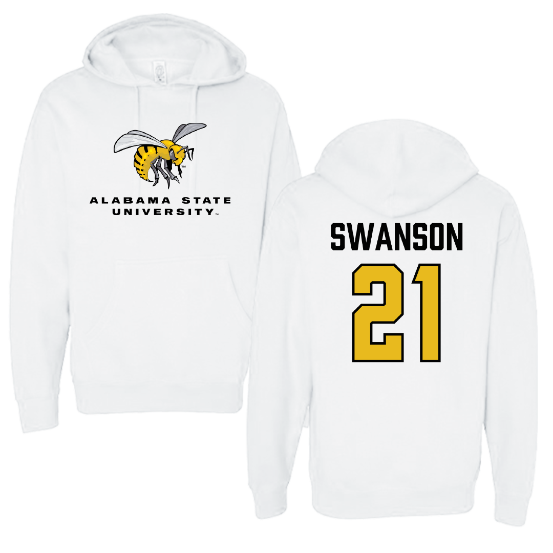Alabama State University Volleyball (W) White Block Hoodie - #21 Breanna Swanson