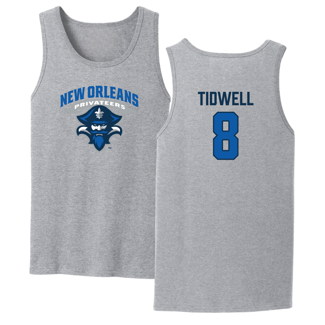 University of New Orleans Baseball Sport Gray Tank Top - #8 Eli Tidwell