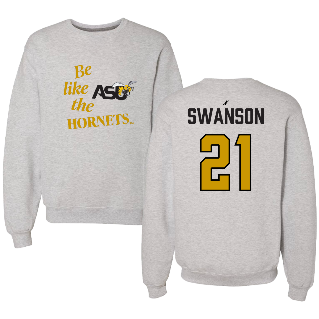 Alabama State University Volleyball (W) Light Gray Be Like Us Crewneck - #21 Breanna Swanson