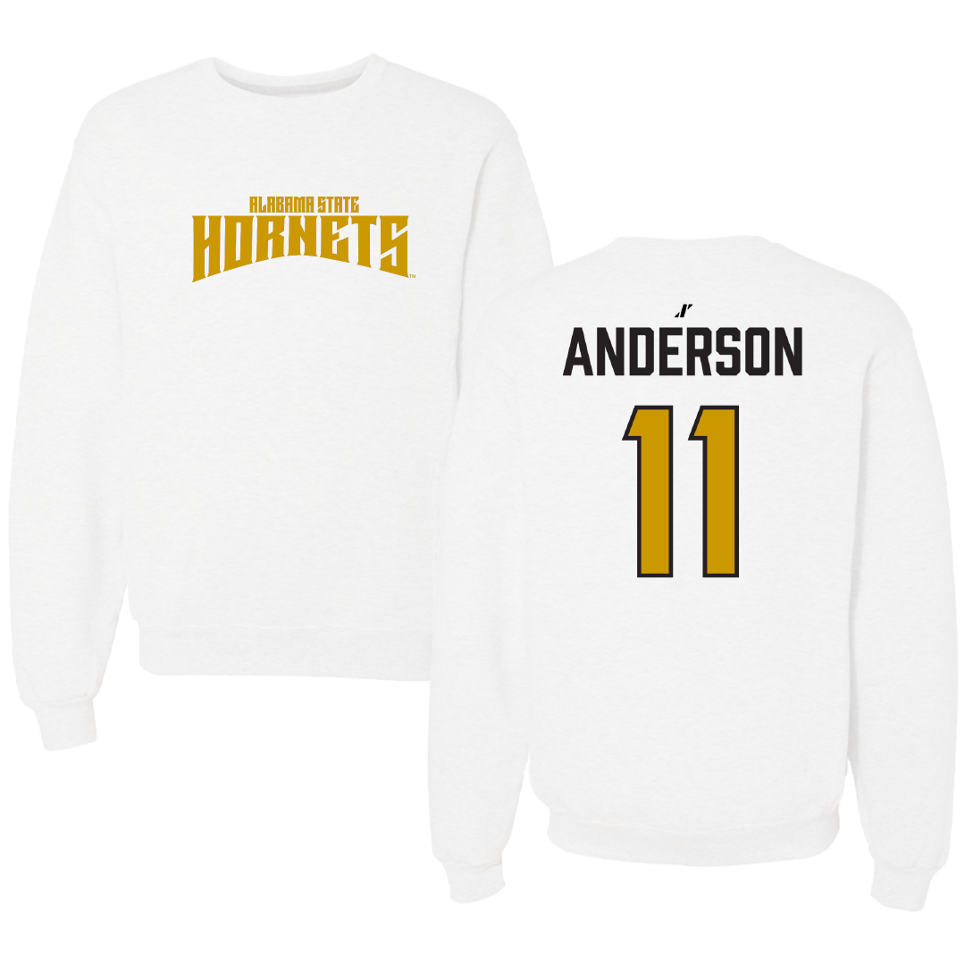 Alabama State University Volleyball (W) White Classic Crewneck - #11 Zoey Anderson