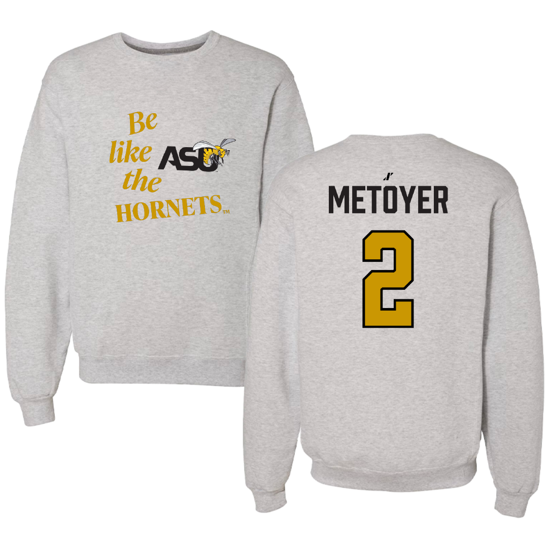 Alabama State University Volleyball (W) Light Gray Be Like Us Crewneck - #2 Brynn Metoyer