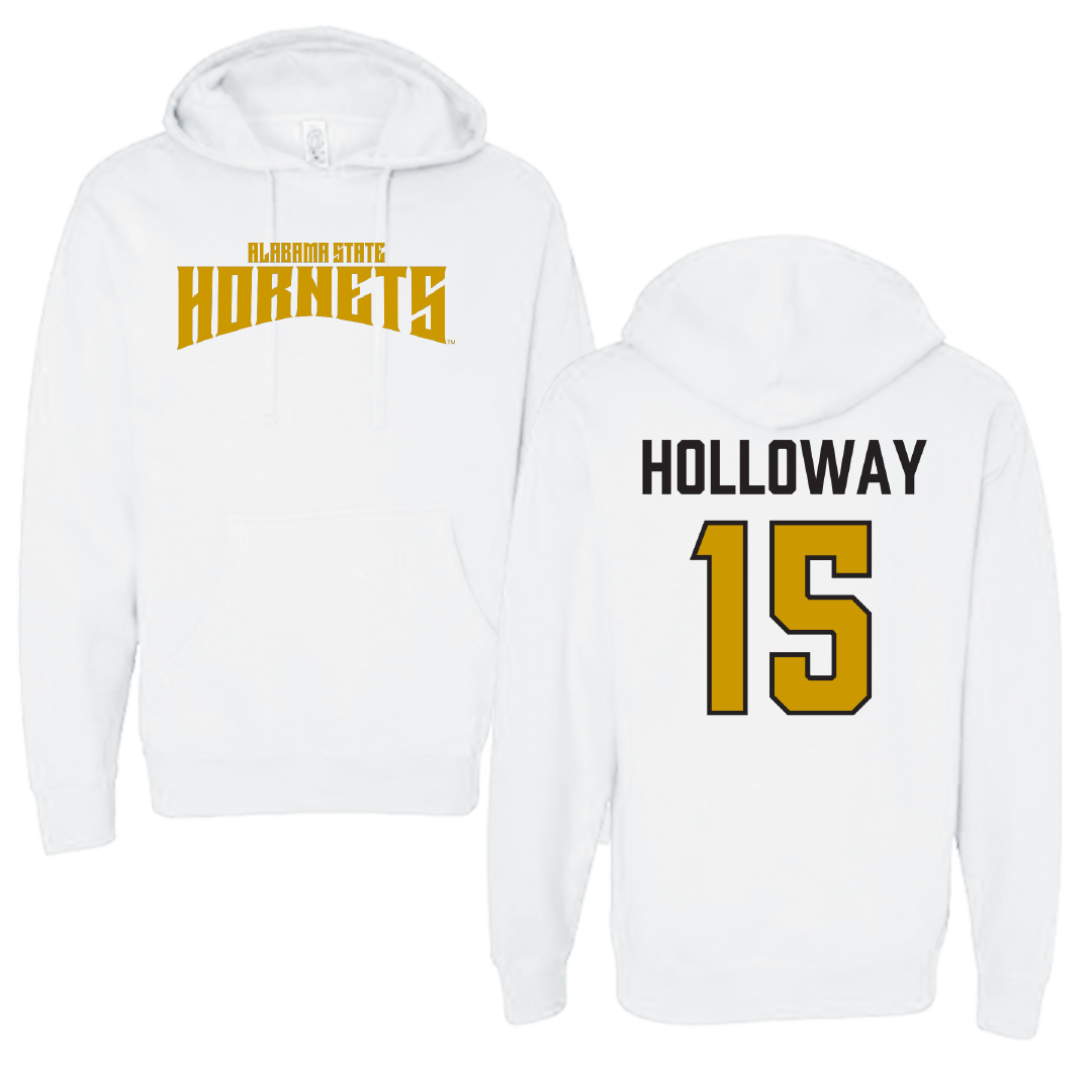 Alabama State University Volleyball (W) White Classic Hoodie - #15 Camille Holloway