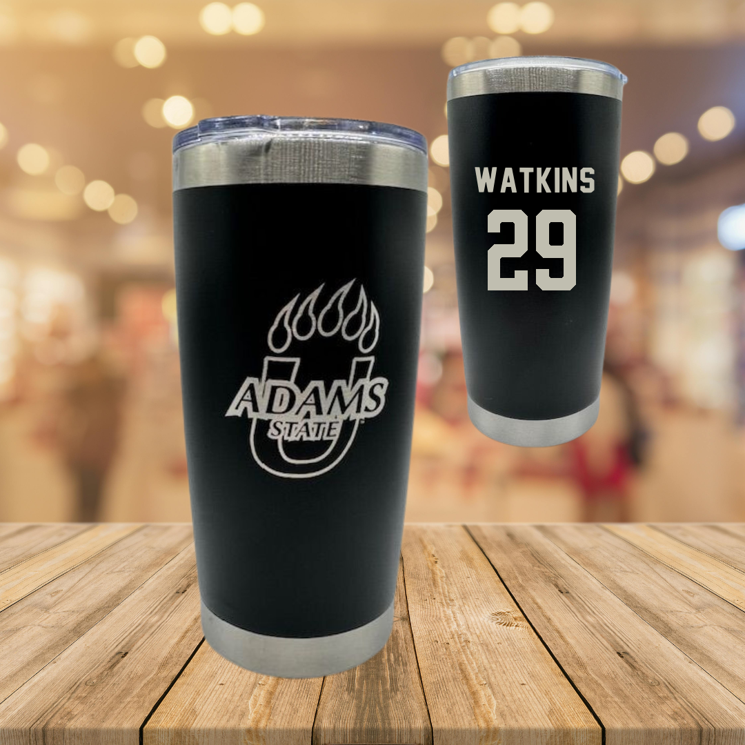 Adams State University Baseball Black Stainless Steel Tumbler - #29 Braden Watkins