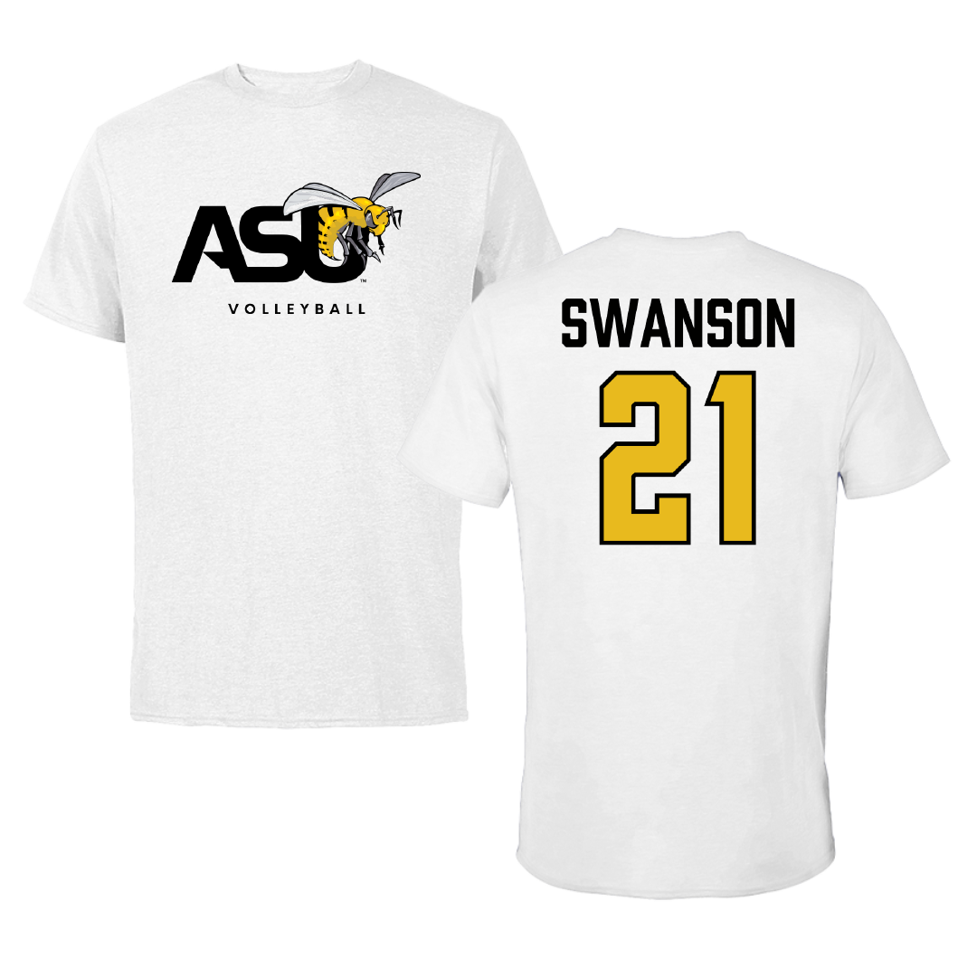 Alabama State University Volleyball (W) White ASU Performance Tee - #21 Breanna Swanson