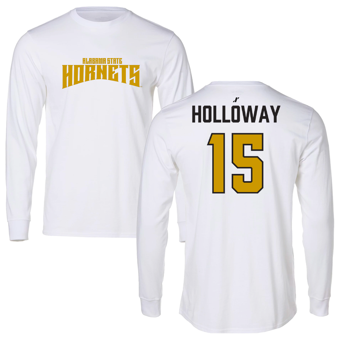 Alabama State University Volleyball (W) White Classic Performance Long Sleeve - #15 Camille Holloway