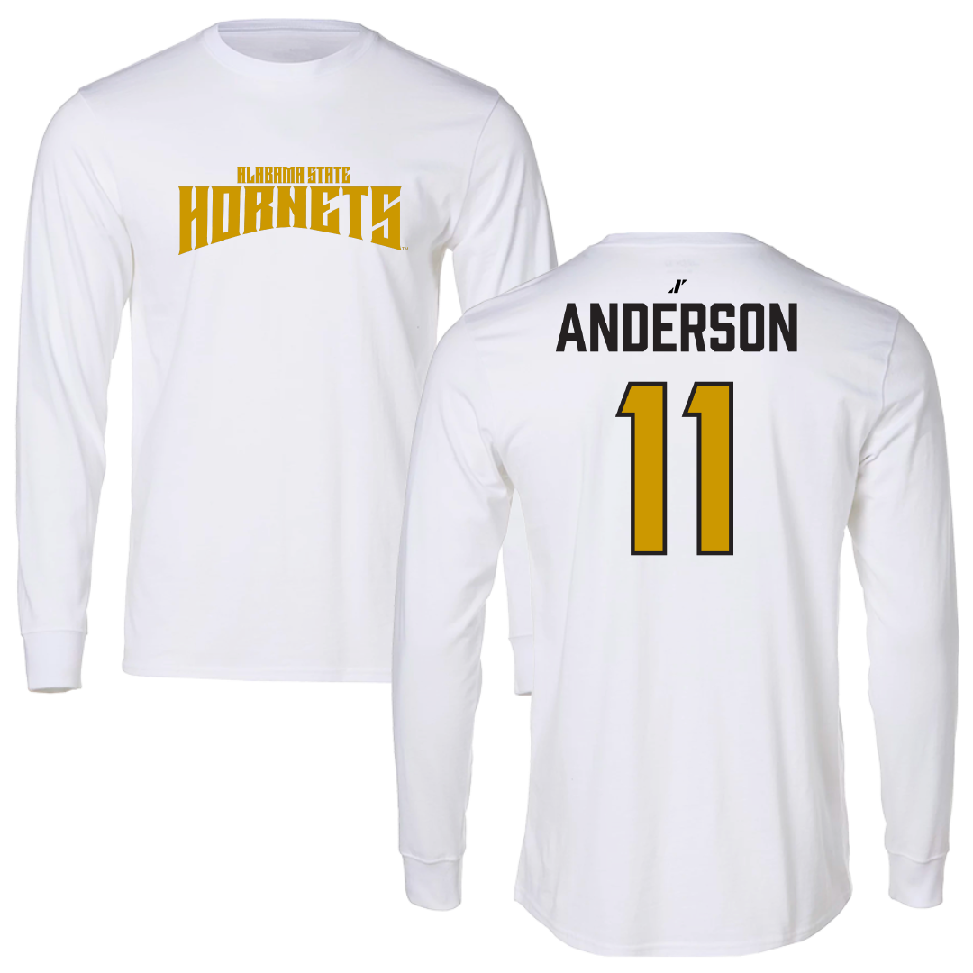 Alabama State University Volleyball (W) White Classic Performance Long Sleeve - #11 Zoey Anderson