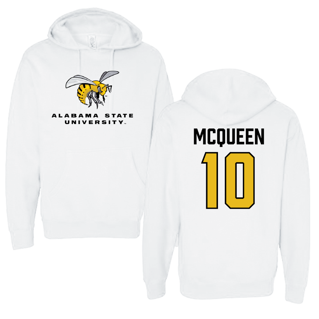 Alabama State University Volleyball (W) White Block Hoodie - #10 Madisynne McQueen