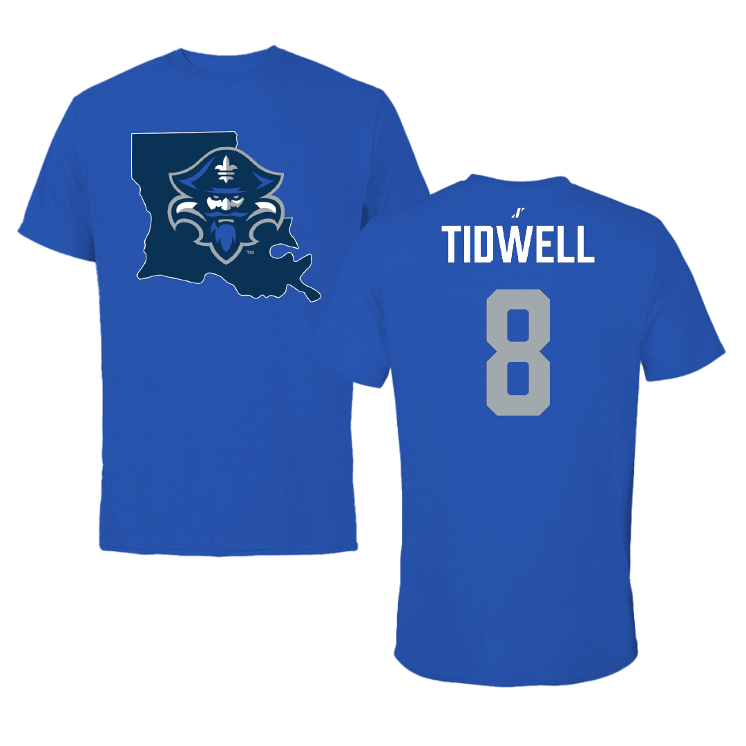 University of New Orleans Baseball Blue State Tee - #8 Eli Tidwell