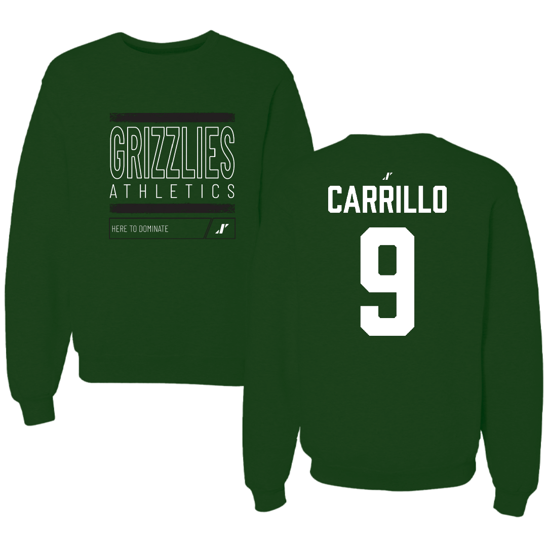 Adams State University Baseball Forest Green Dominate Crewneck - #9 Macs Carrillo