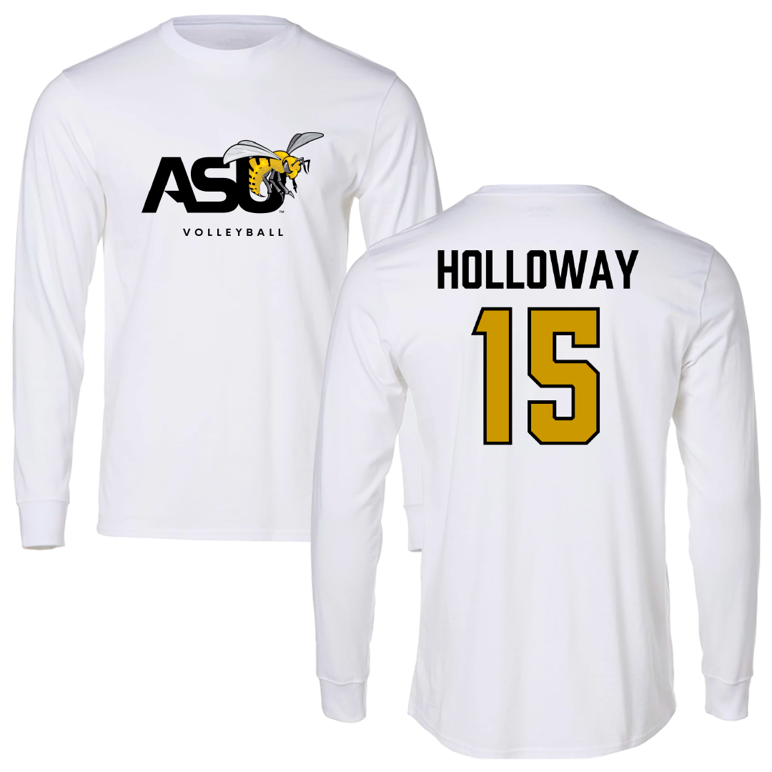 Alabama State University Volleyball (W) White Long Sleeve - #15 Camille Holloway