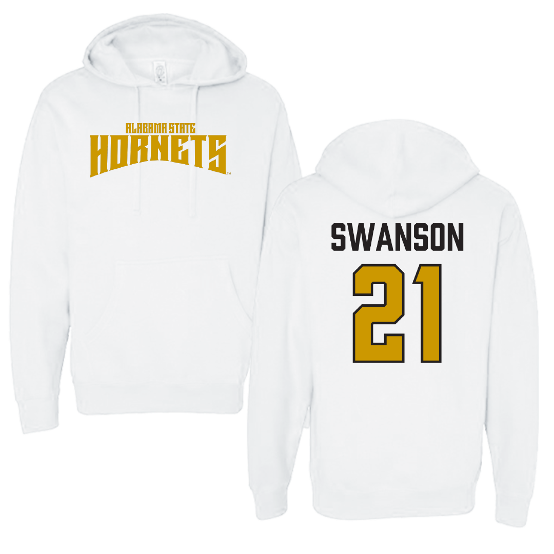 Alabama State University Volleyball (W) White Classic Hoodie - #21 Breanna Swanson