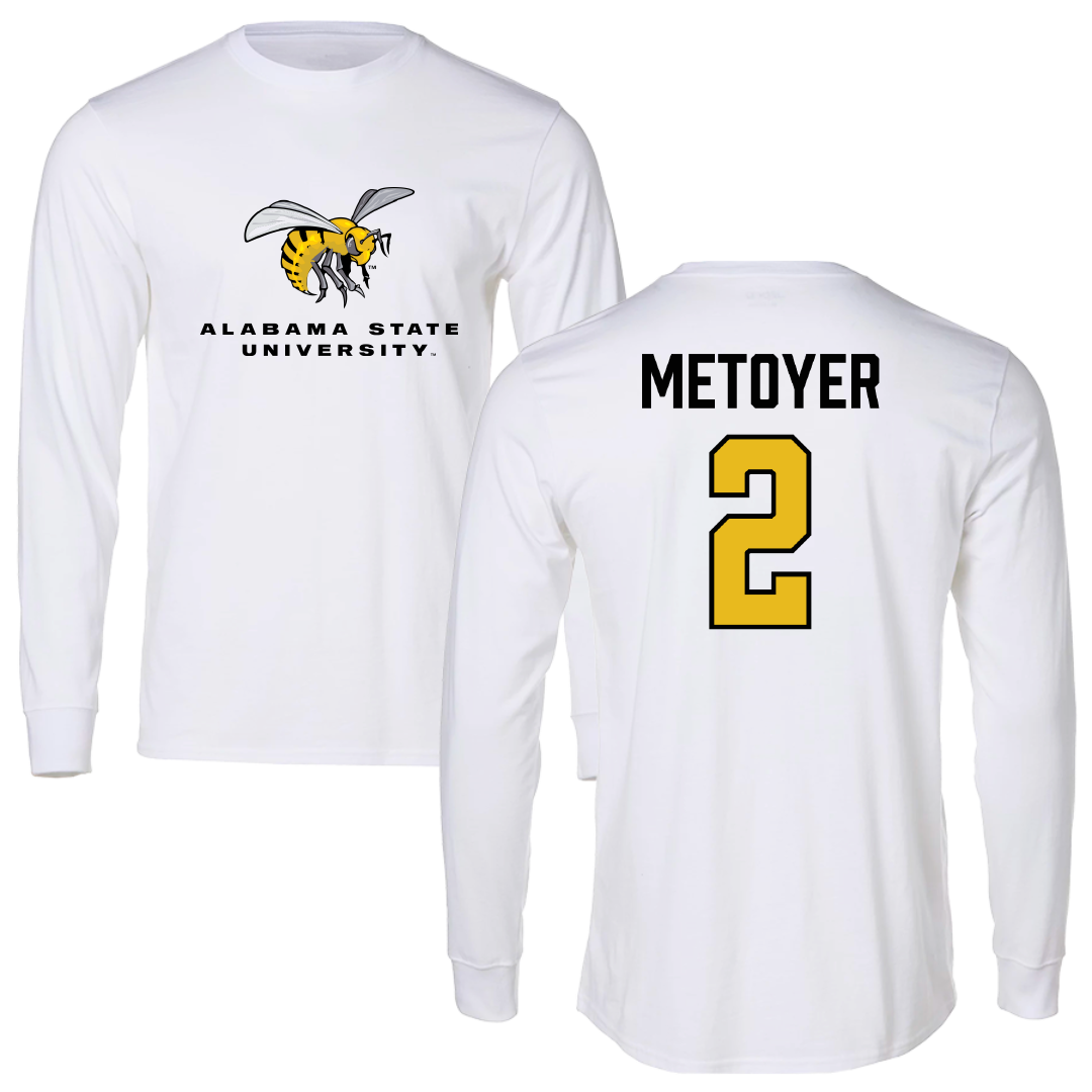 Alabama State University Volleyball (W) White Block Long Sleeve - #2 Brynn Metoyer