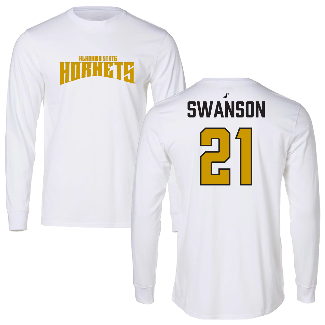 Alabama State University Volleyball (W) White Classic Long Sleeve - #21 Breanna Swanson